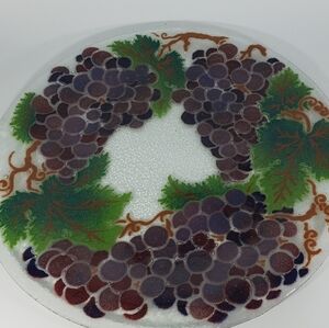 Peggy Karr Signed Fused Glass 14 " Grapevine Platter Serving Plate